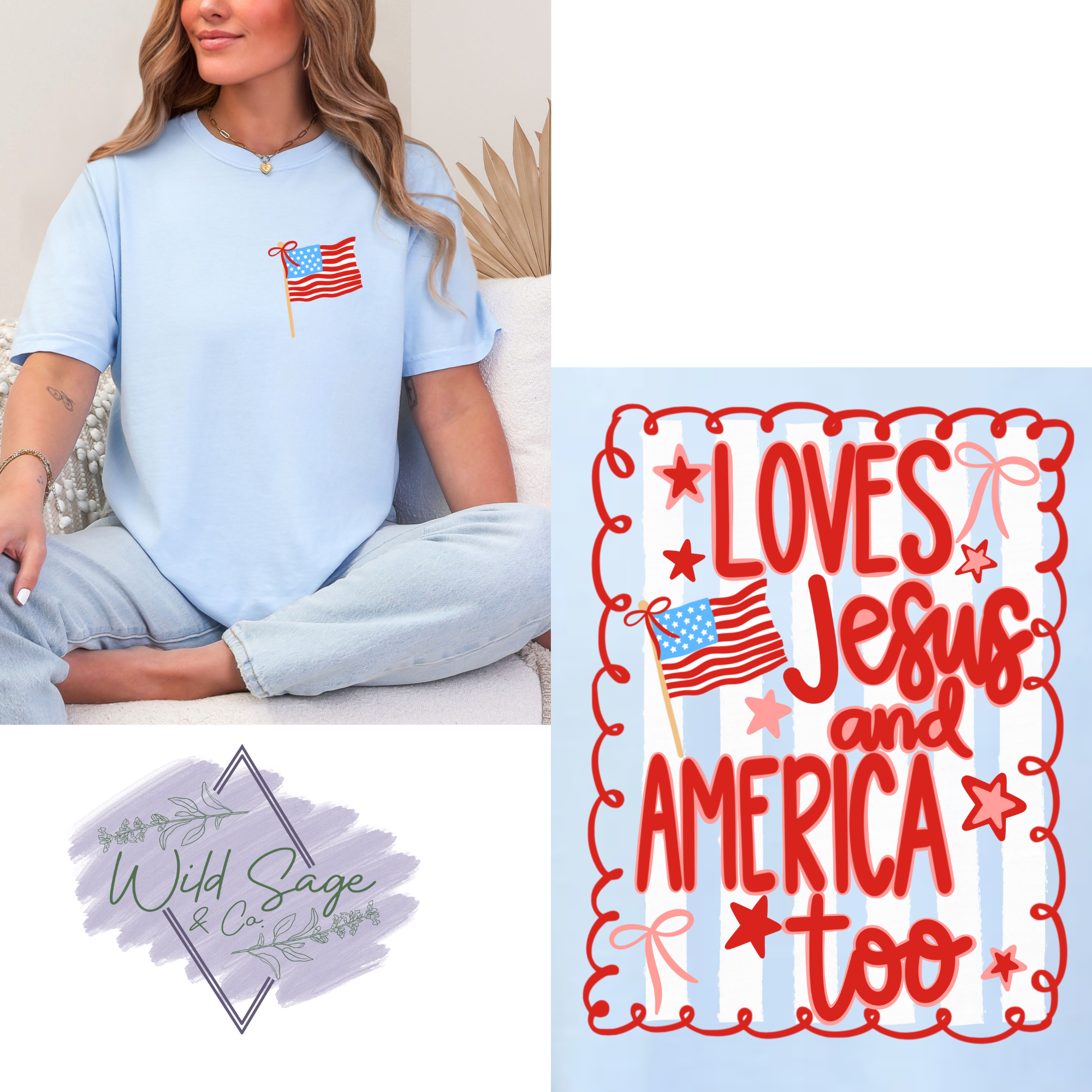 Loves Jesus & America Too Tee