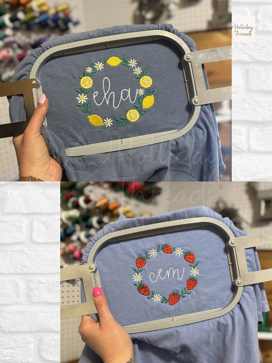 Summer Strawberries & Summer Lemon Monogram Tees