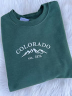 Colorado Mountains Embroidered Crewneck | Forest