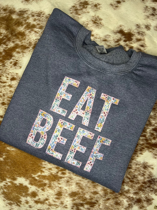 Eat Beef Embroidered Crewneck