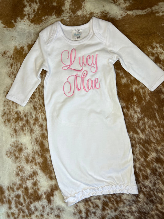 Personalized Embroidered Name Gown
