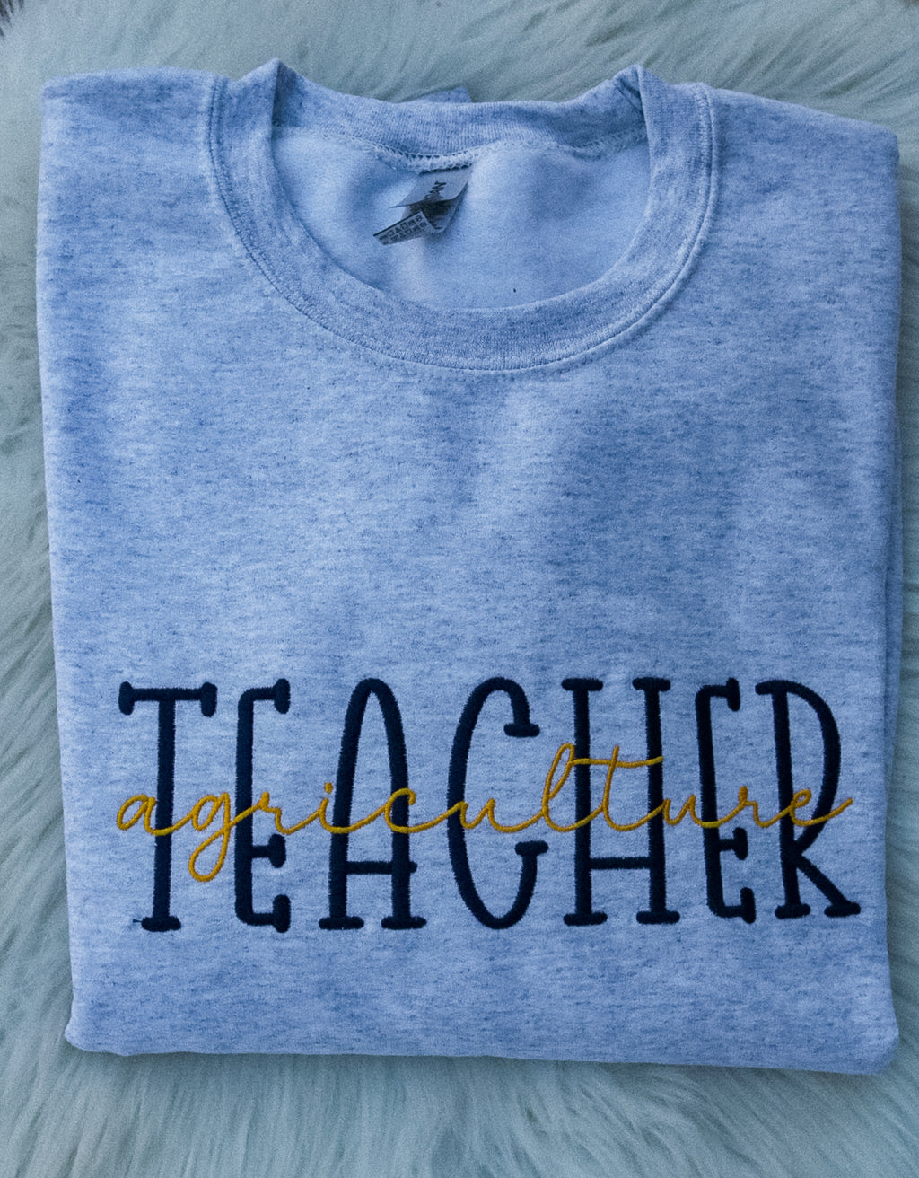 Custom Teacher Subject/Grade Embroidered Sweatshirt