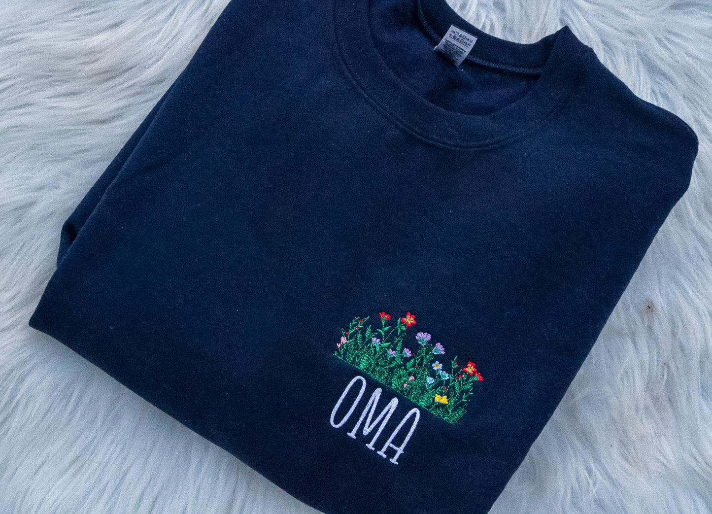 Custom Wildflower Name Pocket Embroidered Sweatshirt
