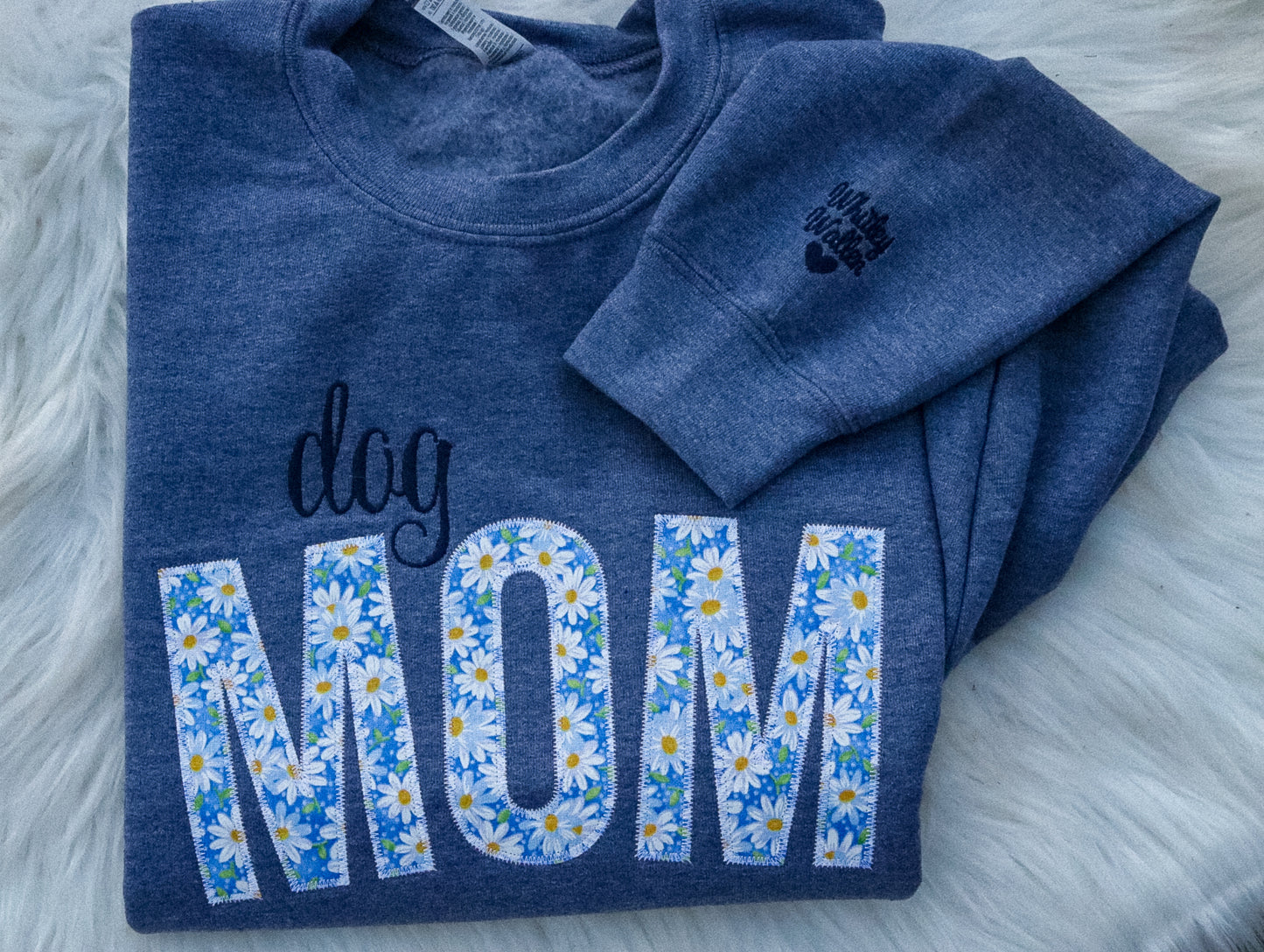 Dog Mom Floral Embroidered Sweatshirt