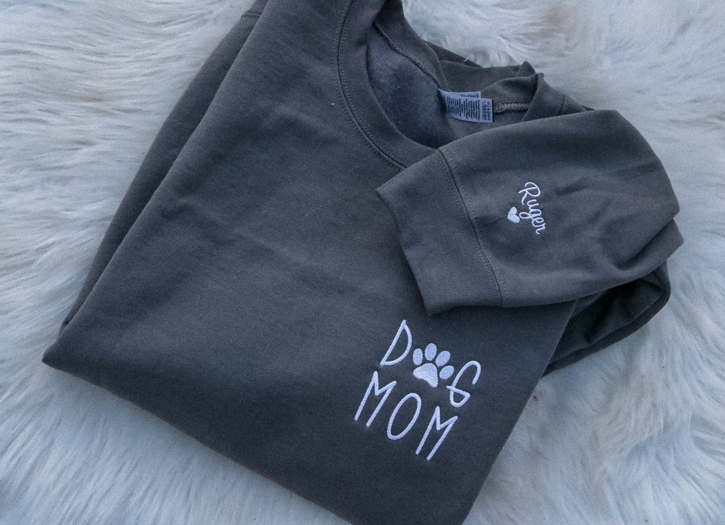 Dog Mom Embroidered Sweatshirt