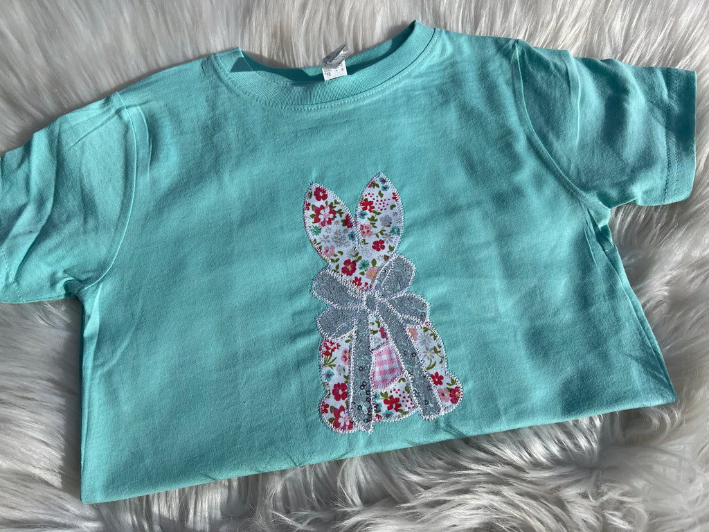 Bunny with Bow Embroidered Shirt