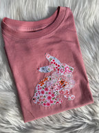 Sideview Bunny with Bow Embroidered Shirt