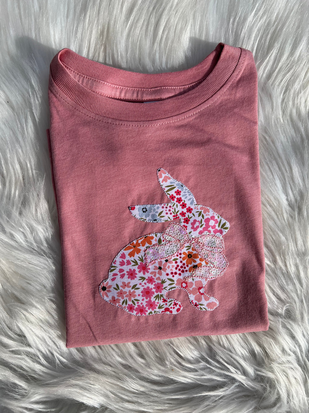 Sideview Bunny with Bow Embroidered Shirt
