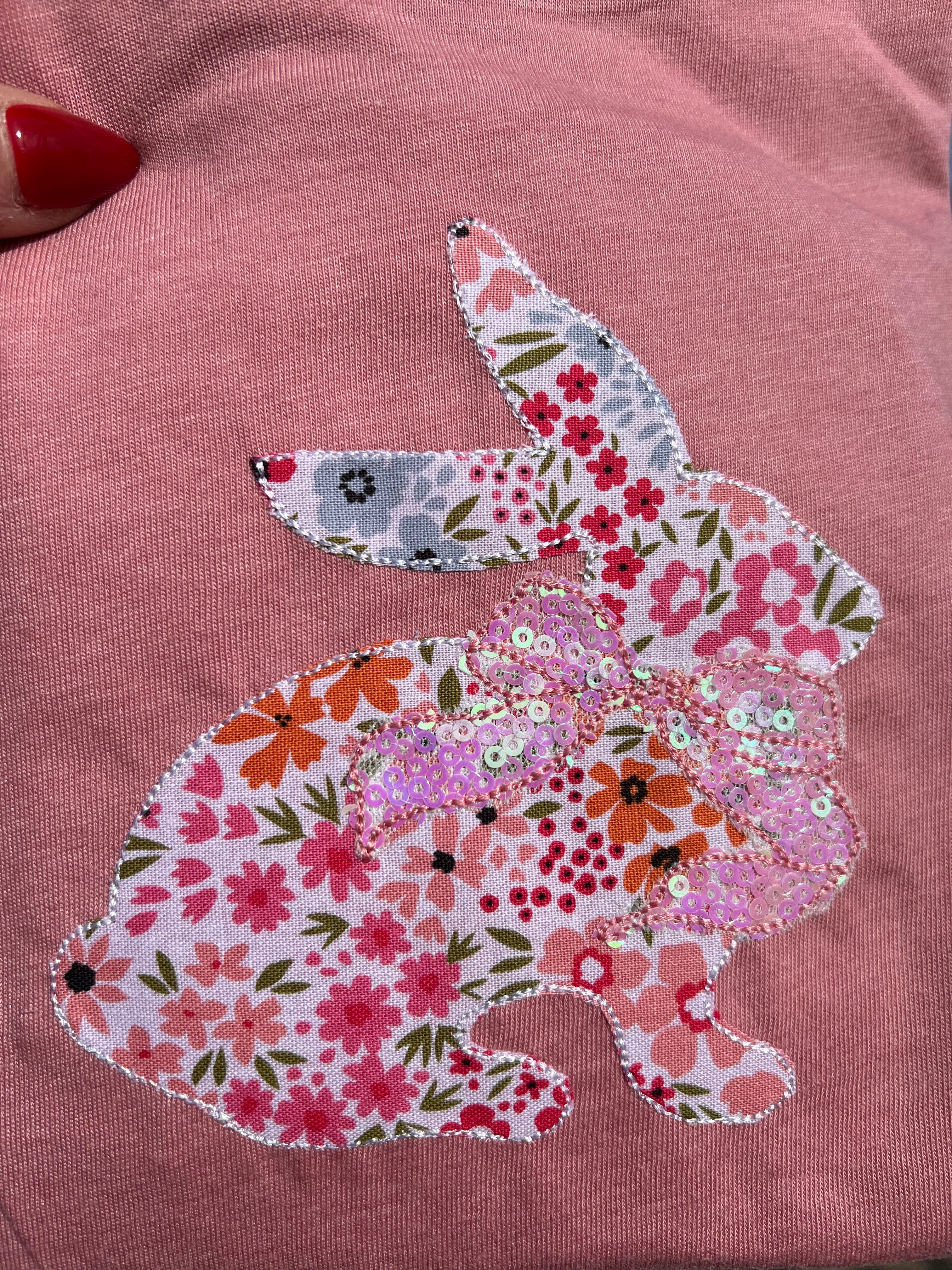Sideview Bunny with Bow Embroidered Shirt