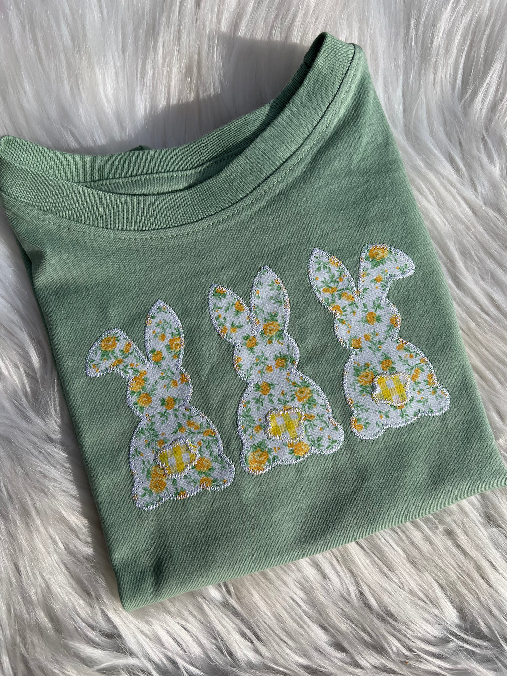 Floral Bunny Trio Embroidered Shirt