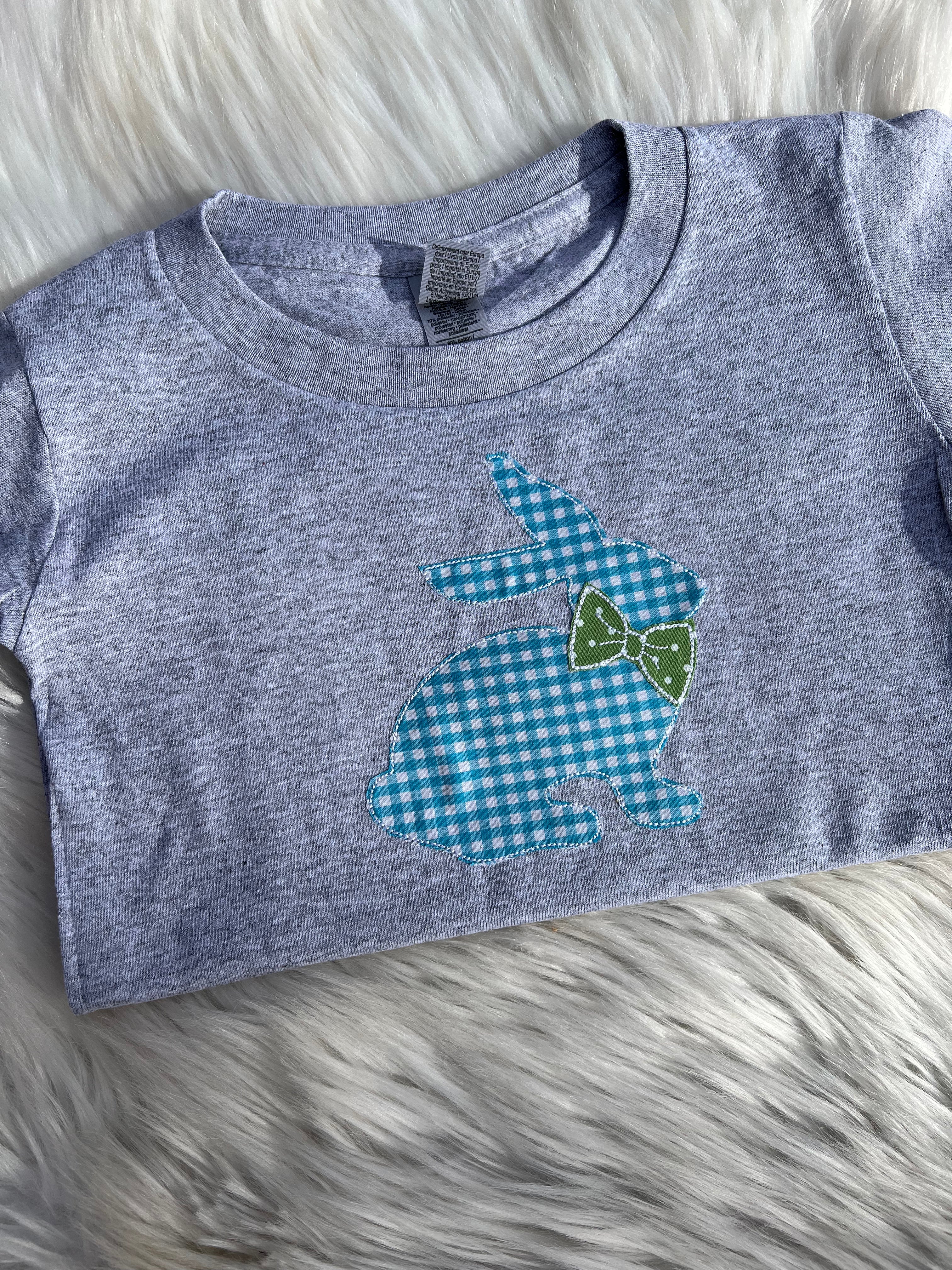 Sideview Bunny with Bowtie Embroidered Shirt