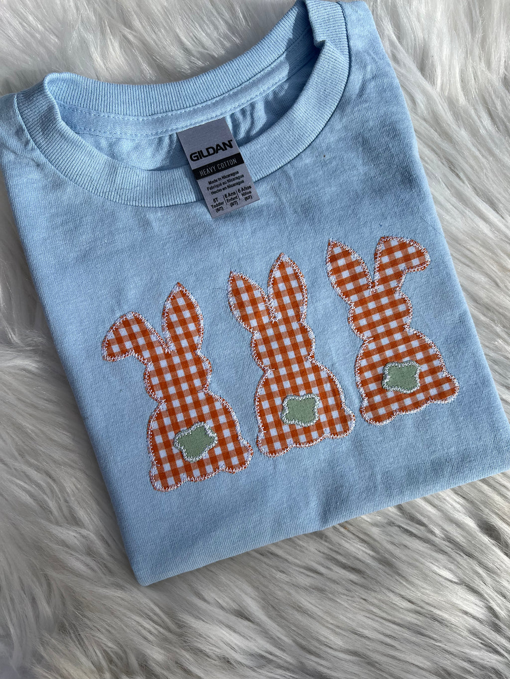 Plaid Bunny Trio Embroidered Shirt