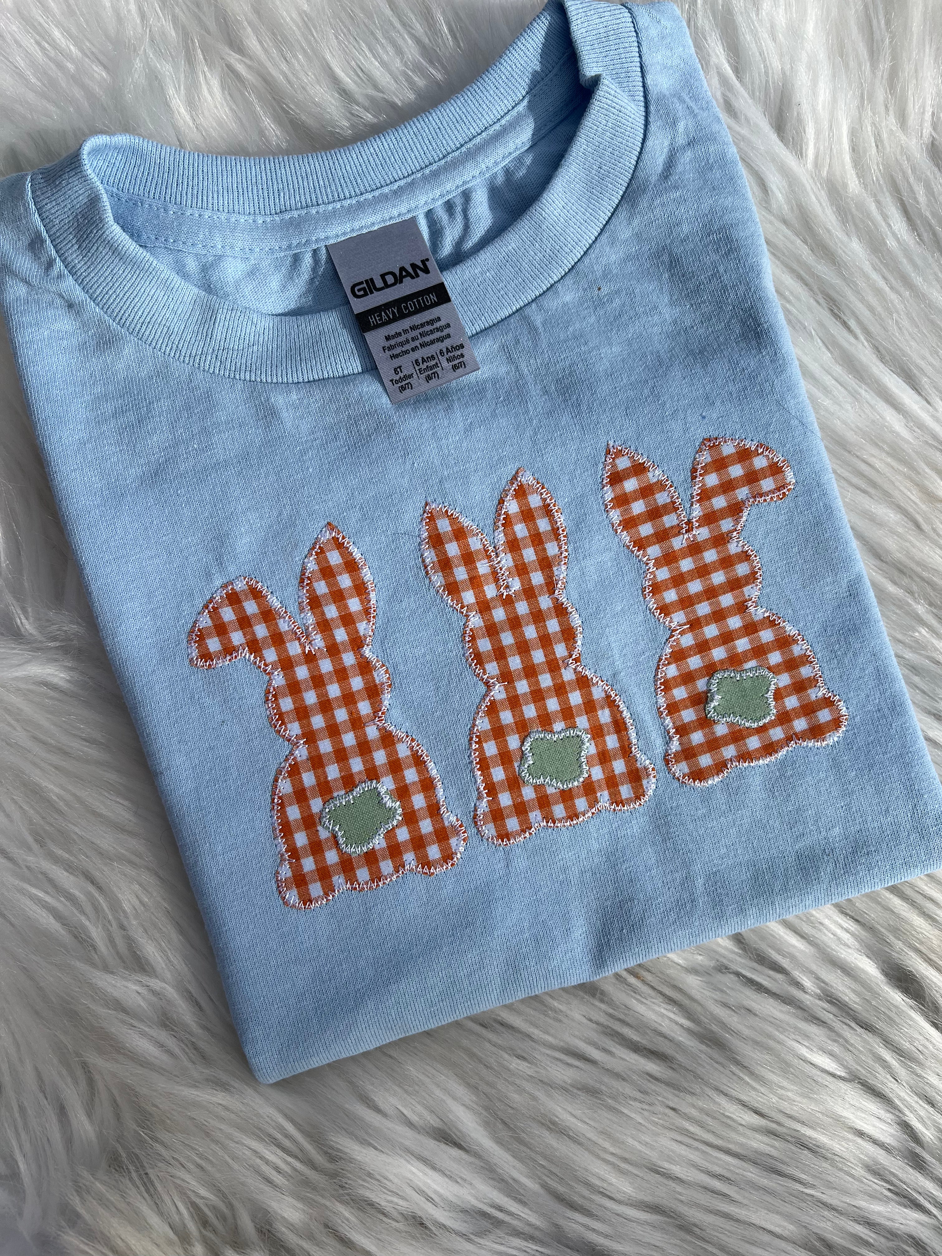 Plaid Bunny Trio Embroidered Shirt
