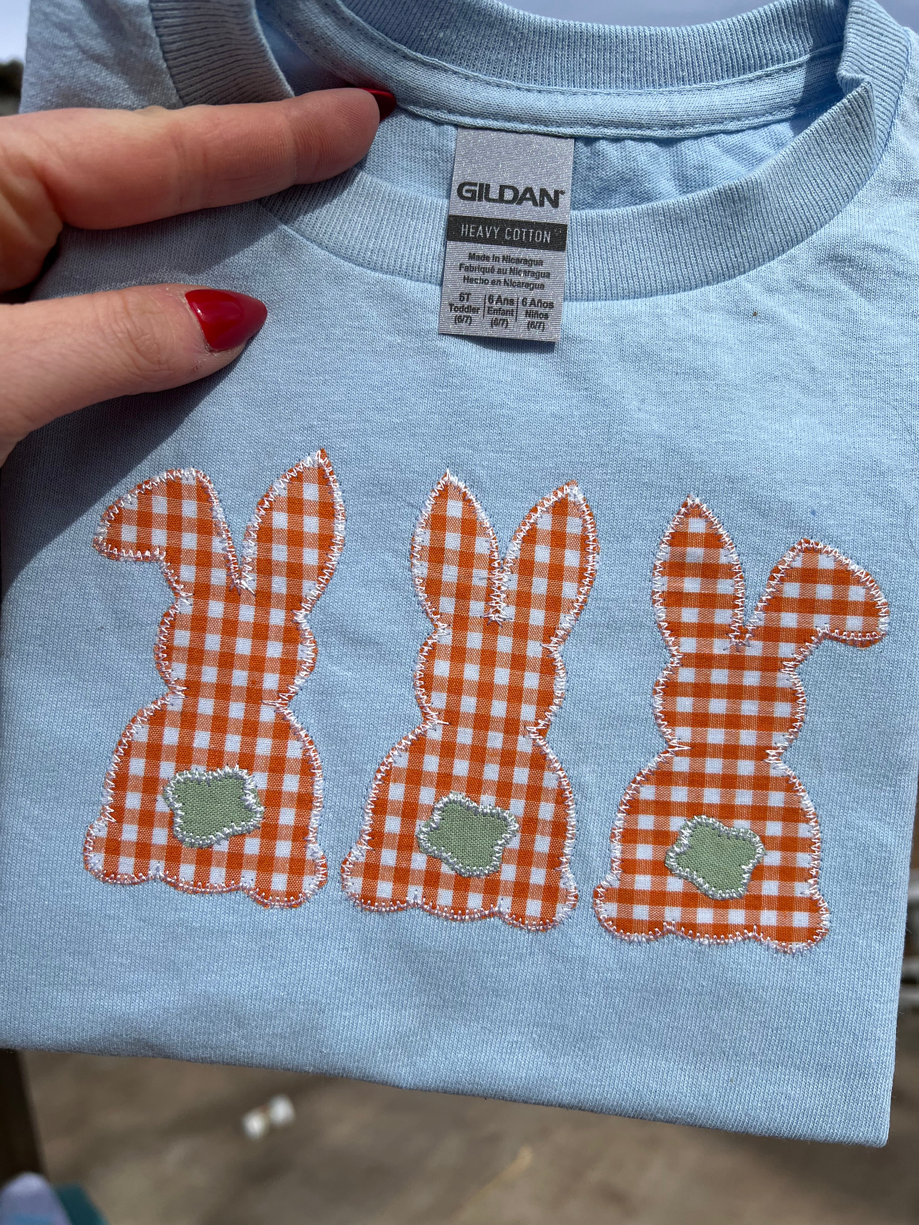Plaid Bunny Trio Embroidered Shirt