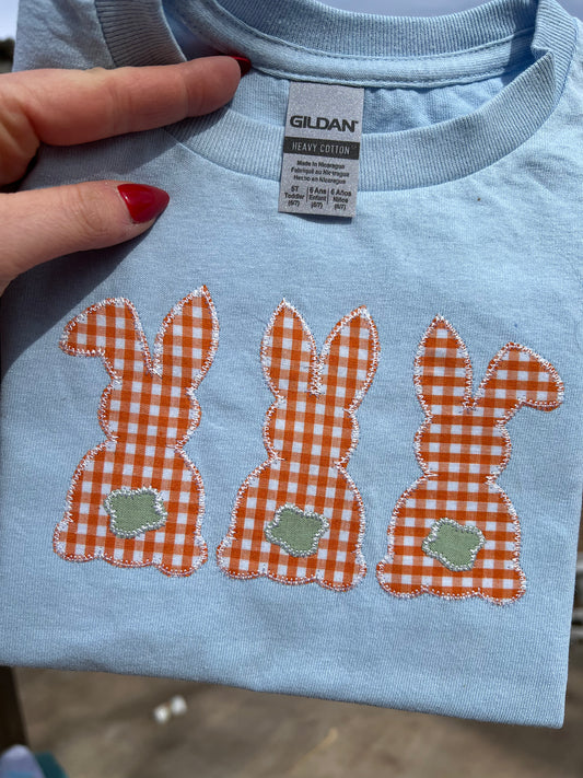Plaid Bunny Trio Embroidered Shirt