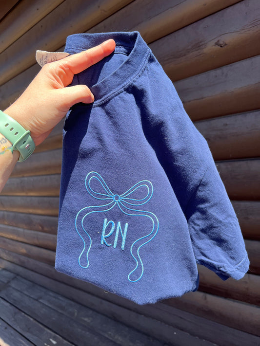 Hand Drawn Bow Embroidered Tee