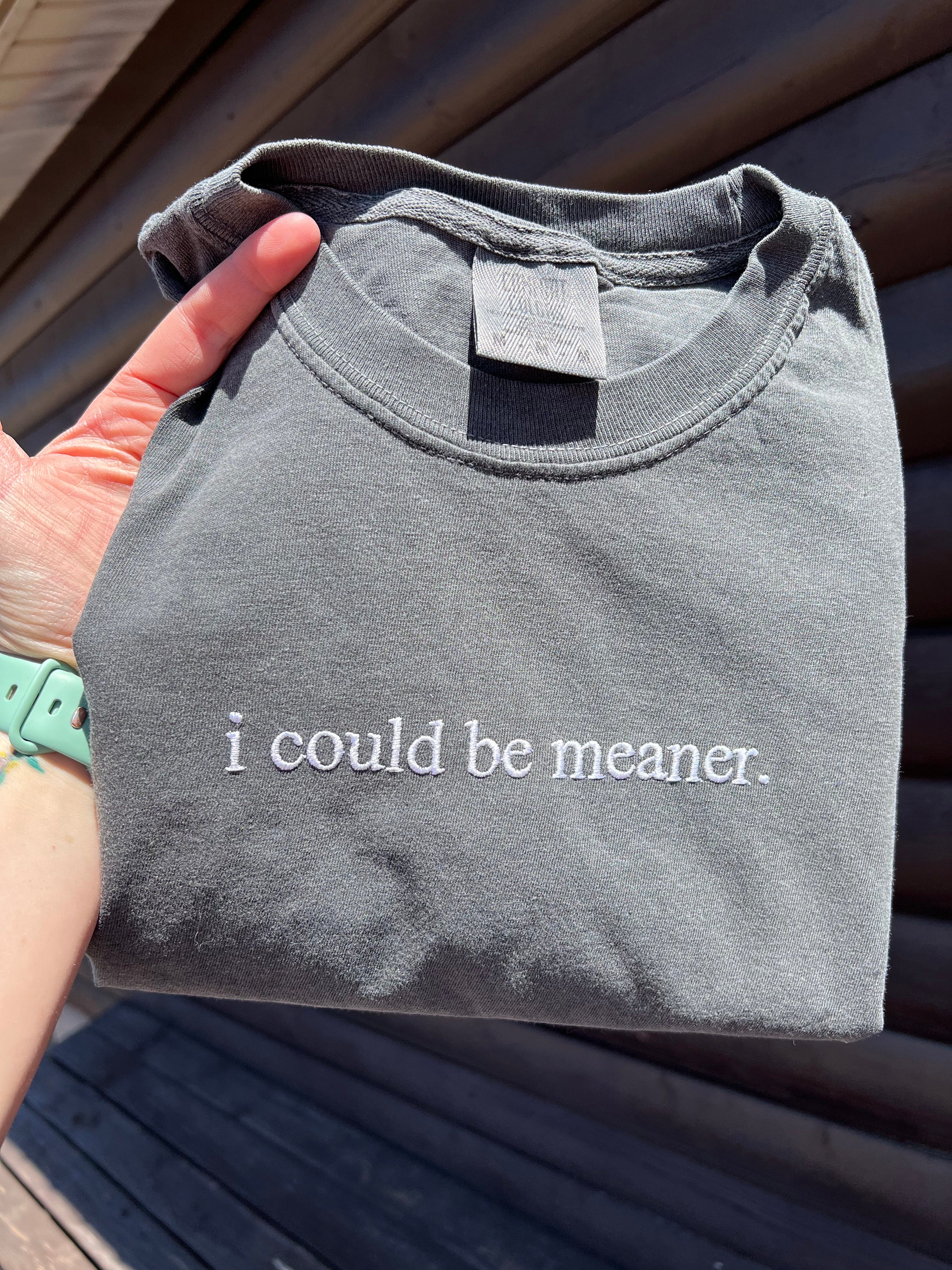 I Could Be Meaner Embroidered Tee
