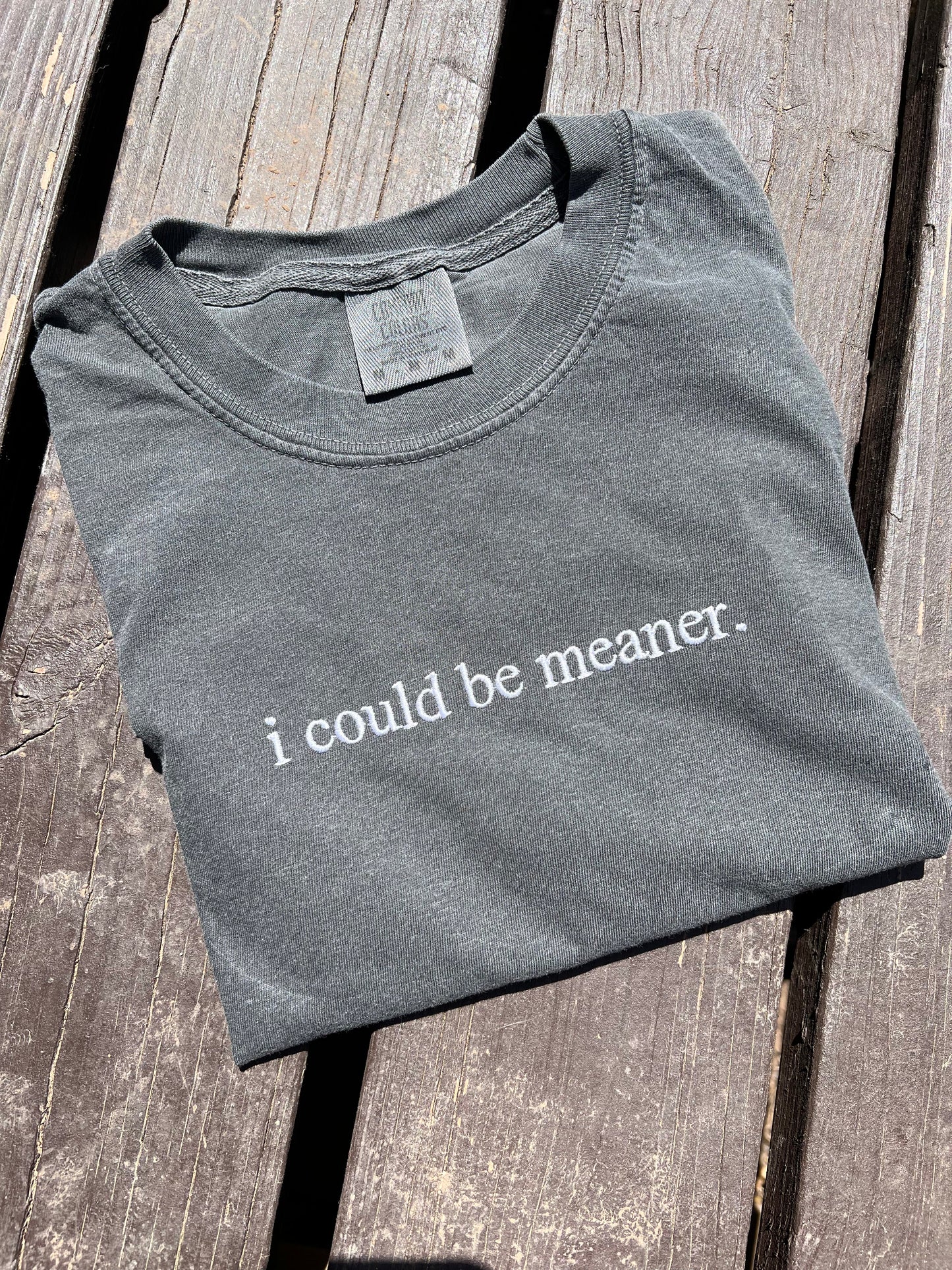 I Could Be Meaner Embroidered Tee
