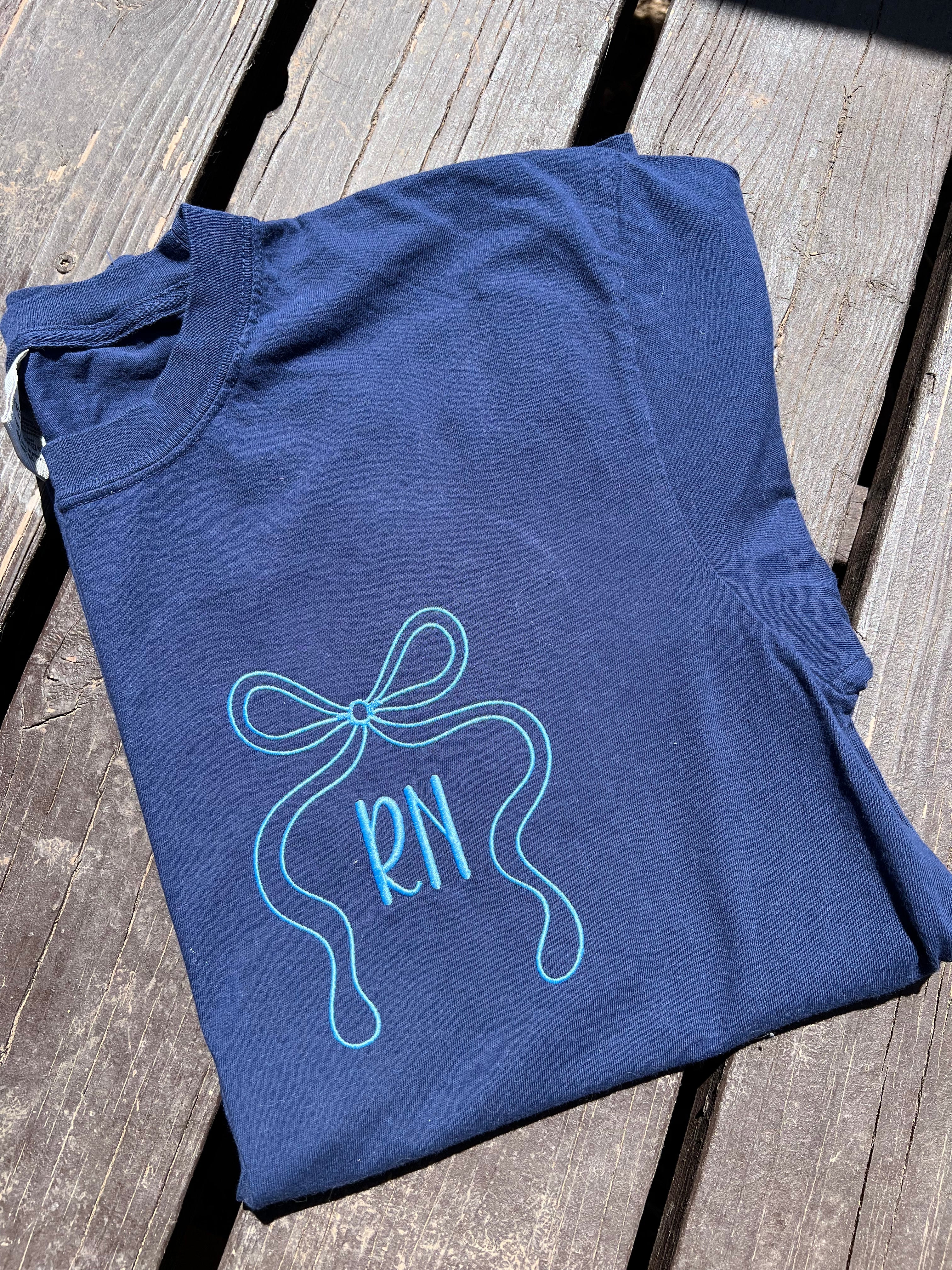 Hand Drawn Bow Embroidered Tee