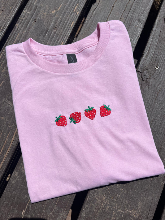 Strawberries Embroidered Tee