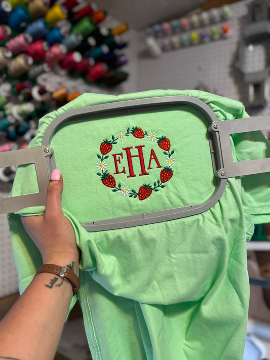 Summer Strawberries Monogram Tee