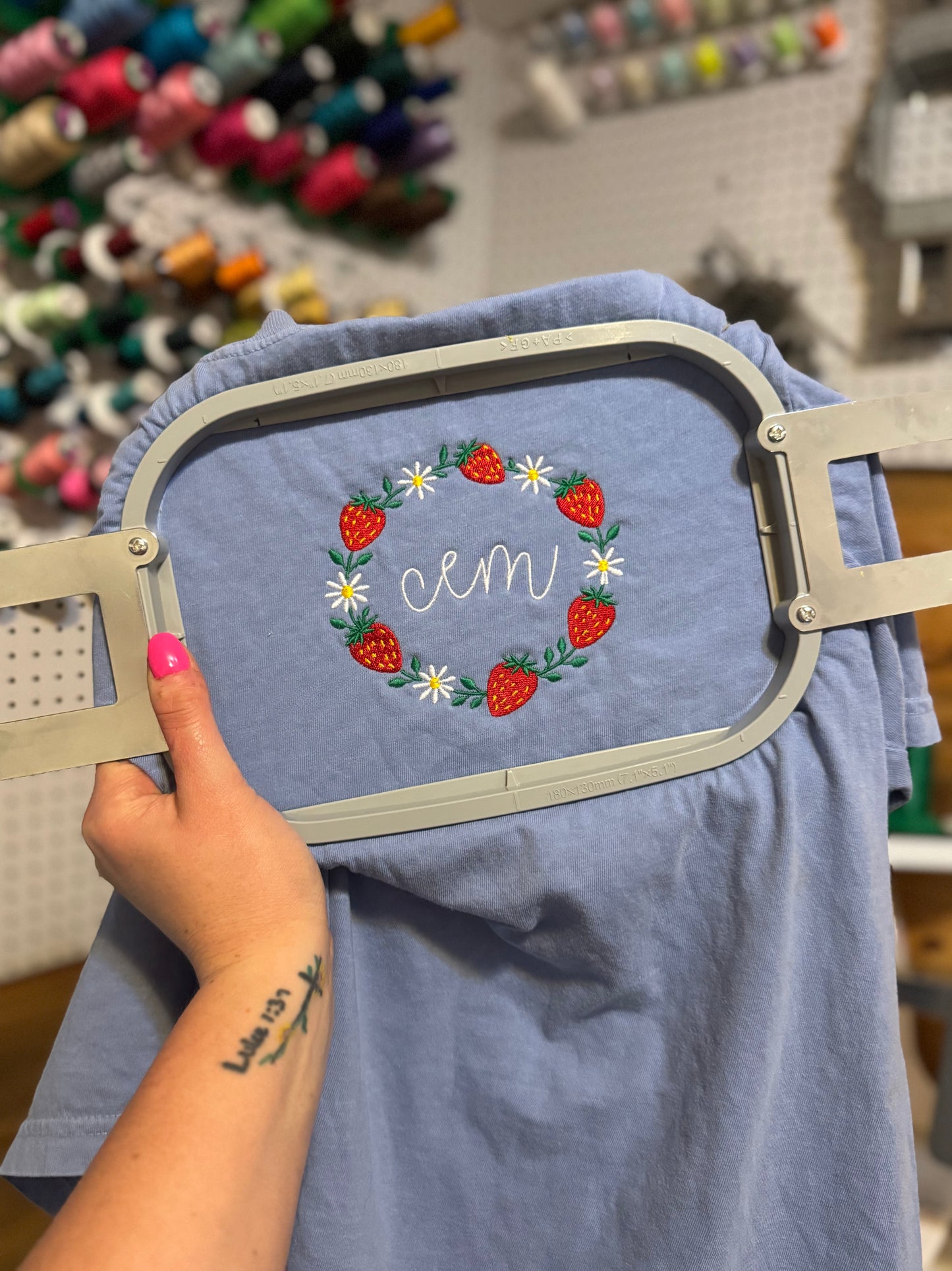 Summer Strawberries Monogram Tee