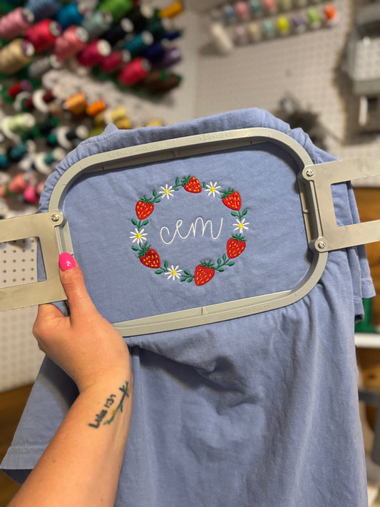 Summer Strawberries Monogram Tee