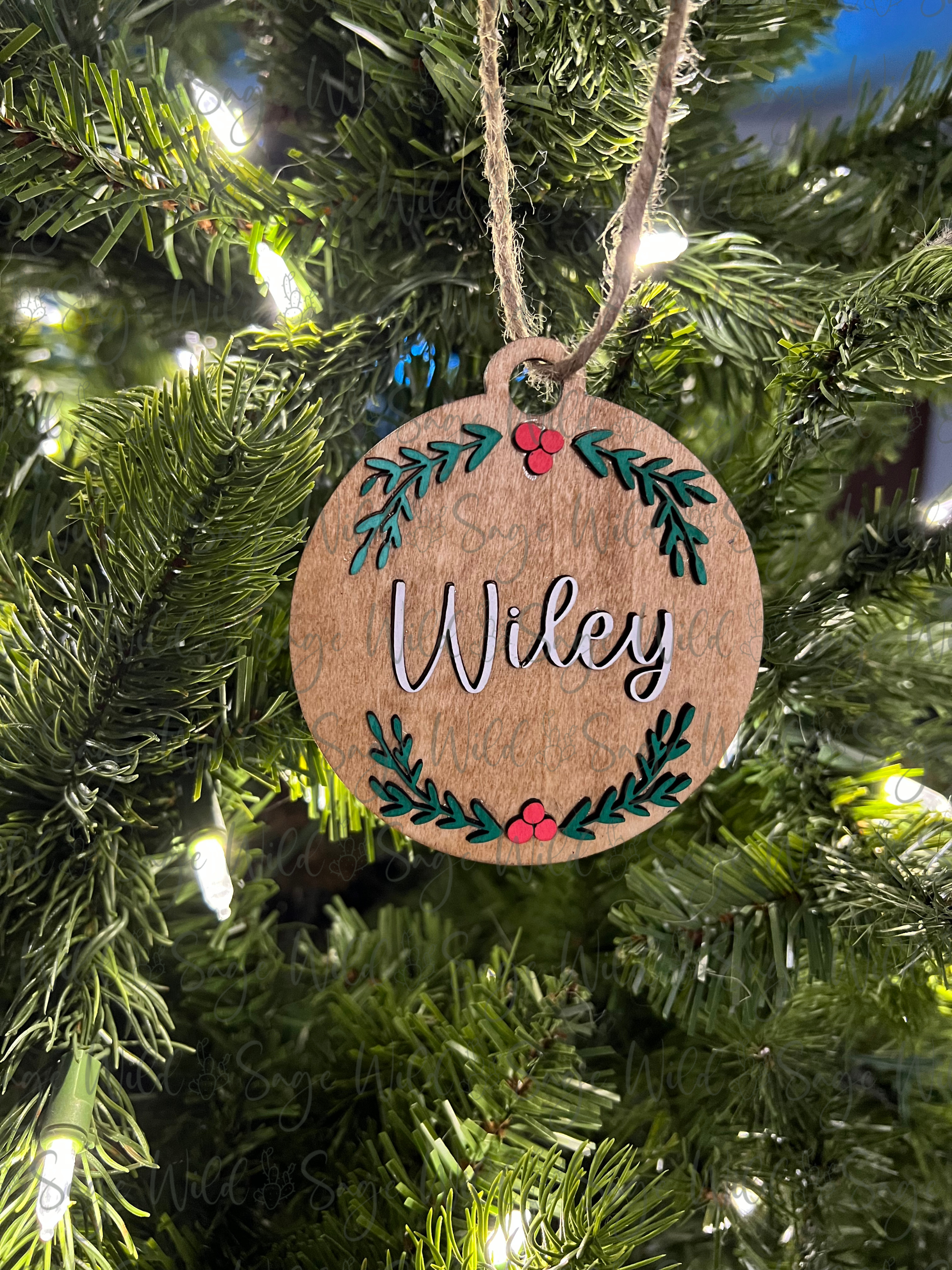 Last Name Personalized Mistletoe Ornament
