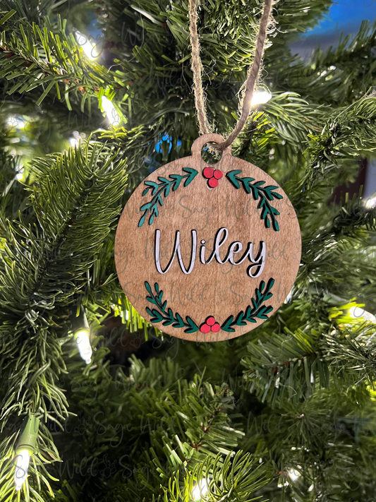 Last Name Personalized Mistletoe Ornament