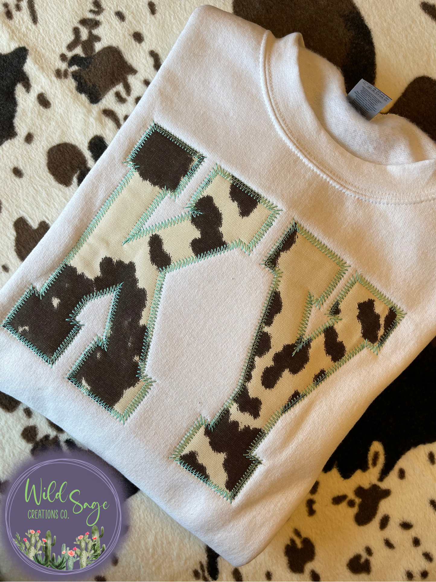 State Cowhide Embroidered Crewneck