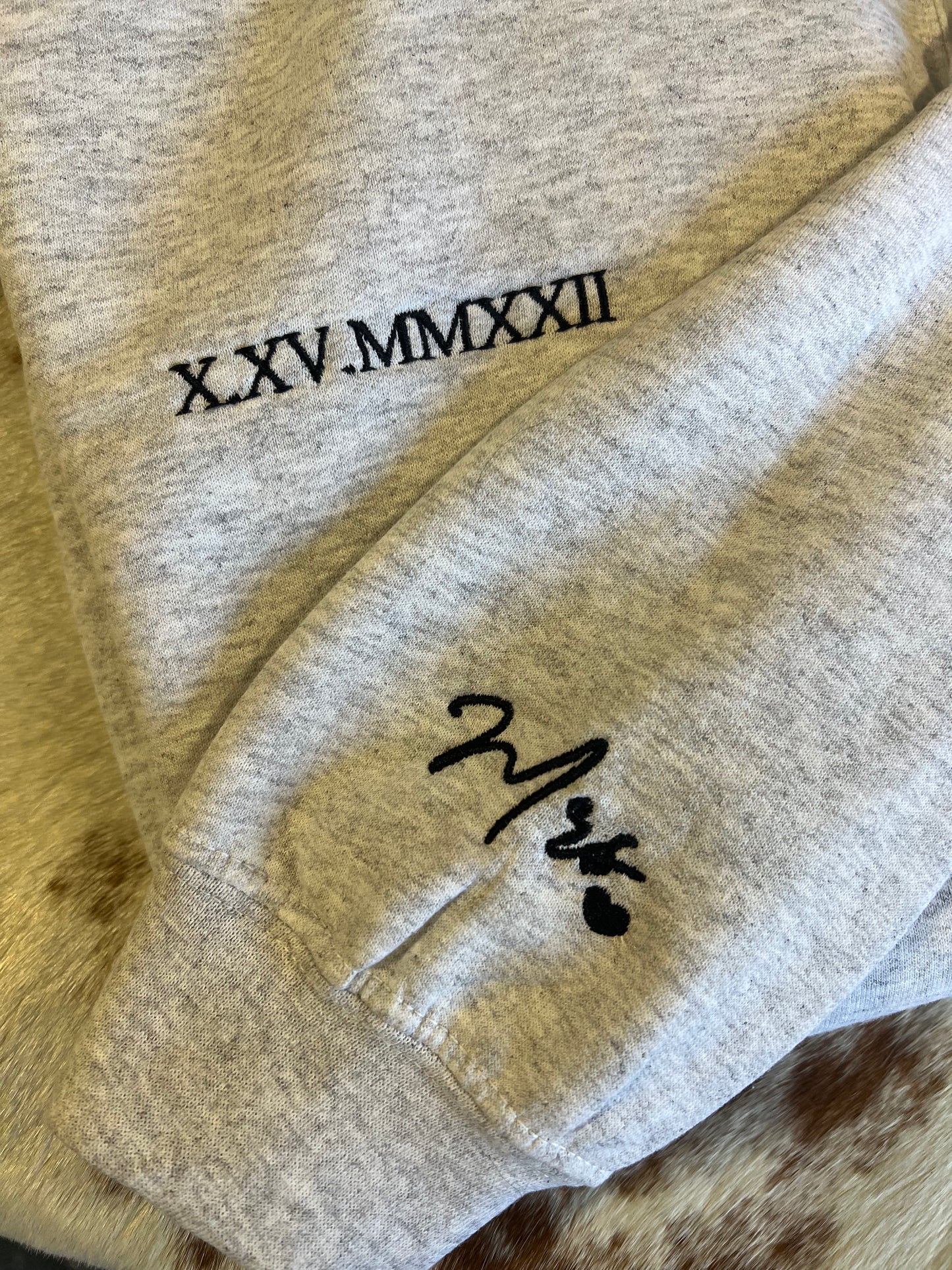 Anniversary Embroidered Sweatshirt with Mrs. Sleeve