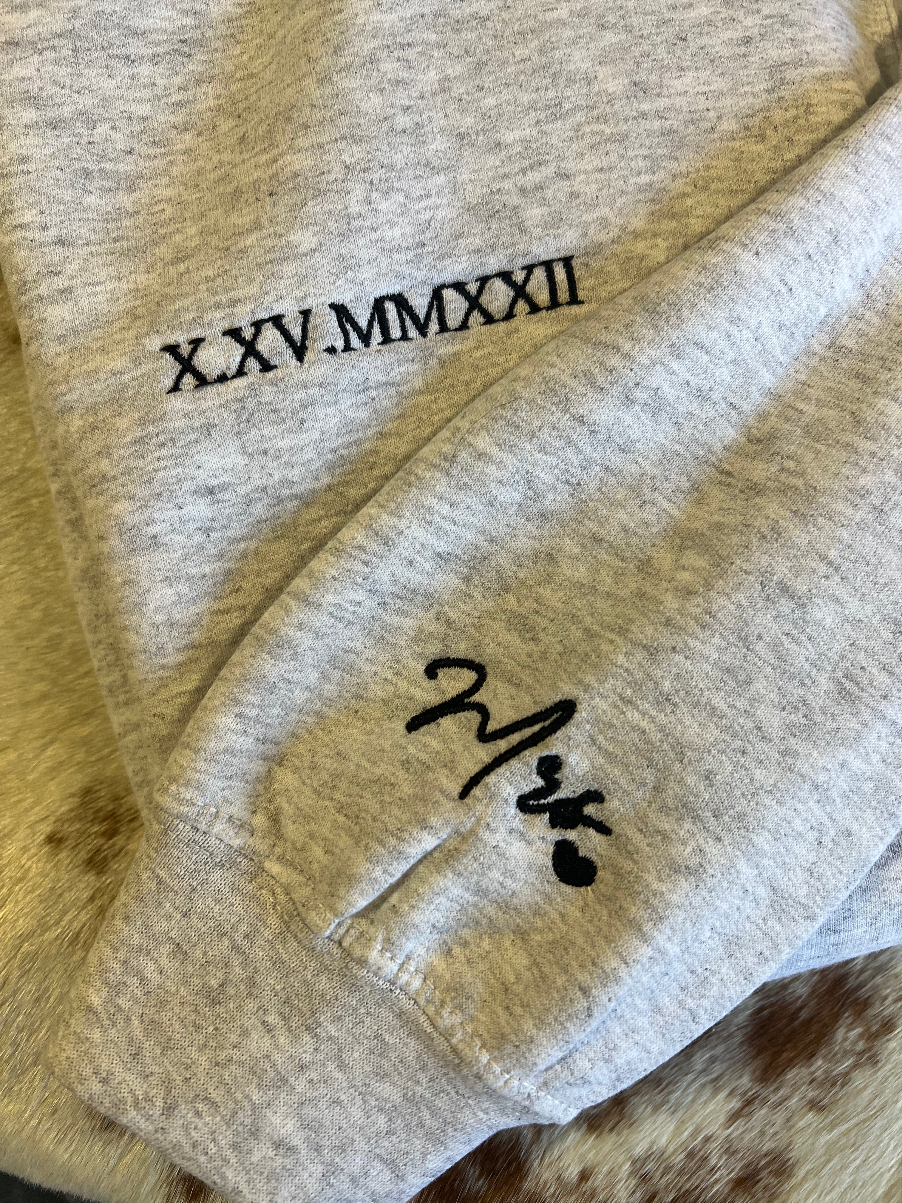 Anniversary Embroidered Sweatshirt with Mrs. Sleeve
