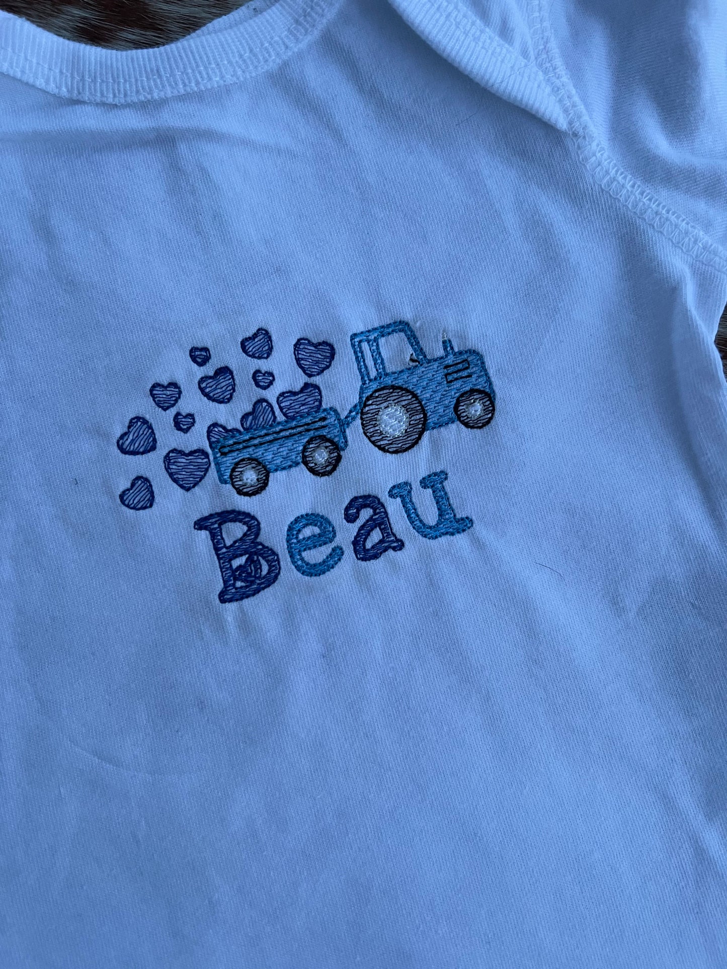 Valentine's Day Loads of Love Tractor Embroidery