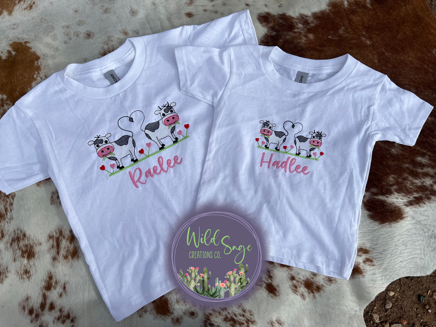 Valentine's Day Cow Tail Hearts Embroidery