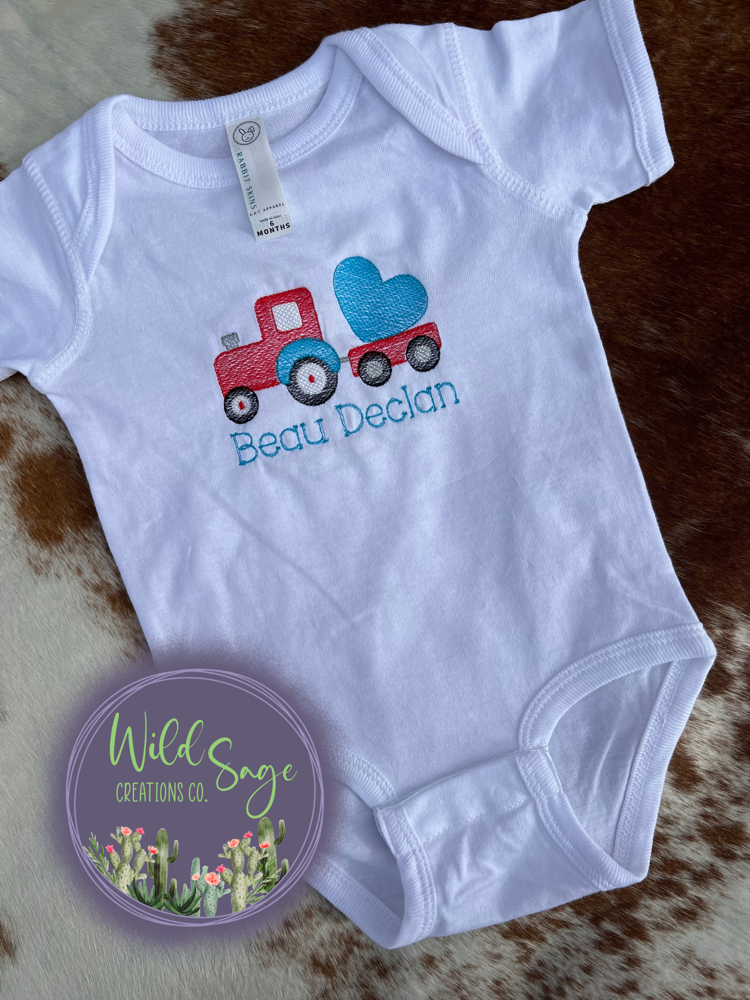 Valentine's Day Tractor with Heart Embroidery