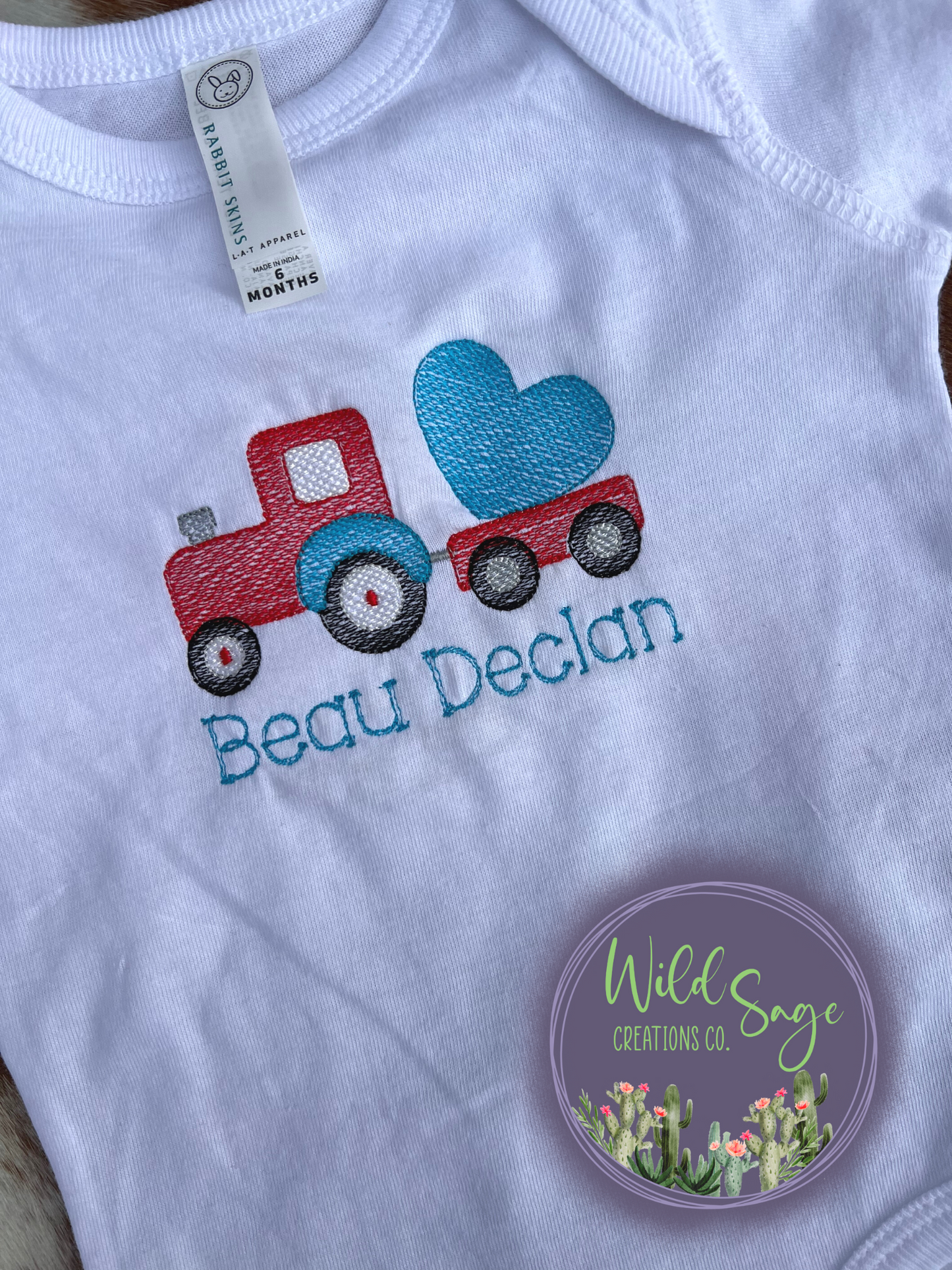Valentine's Day Tractor with Heart Embroidery