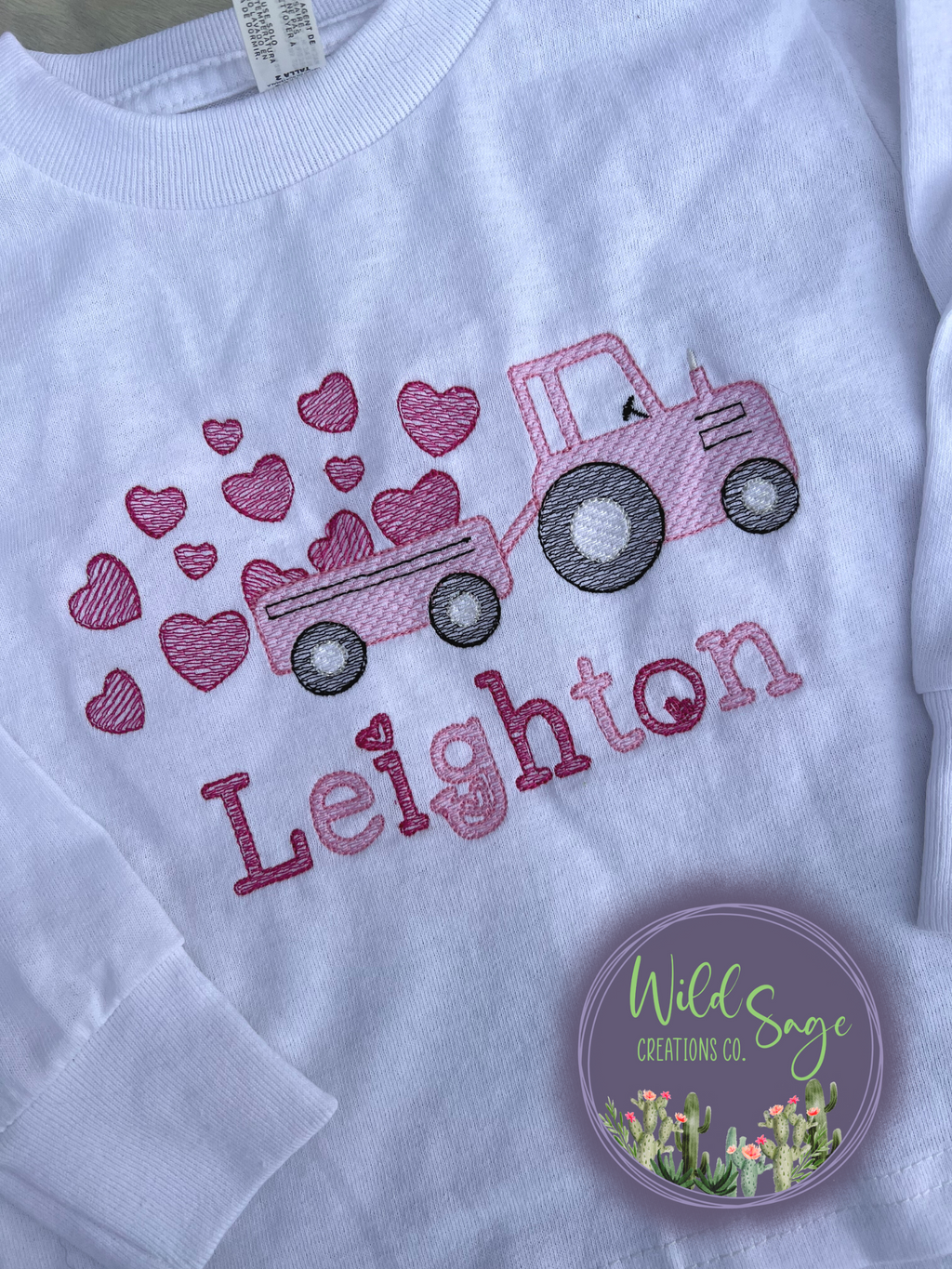 Valentine's Day Loads of Love Tractor Embroidery