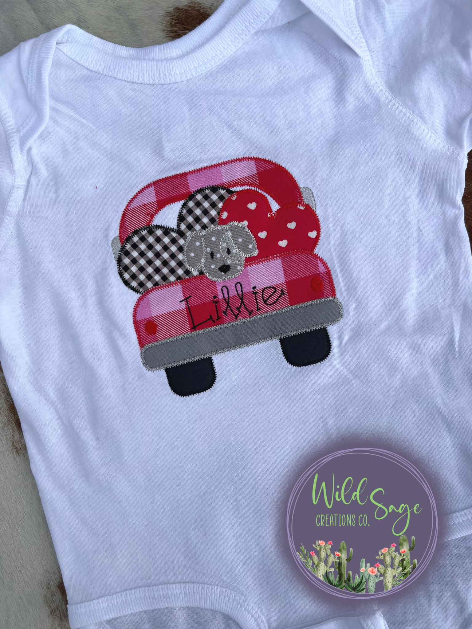 Valentine's Day Truck Pup Embroidery