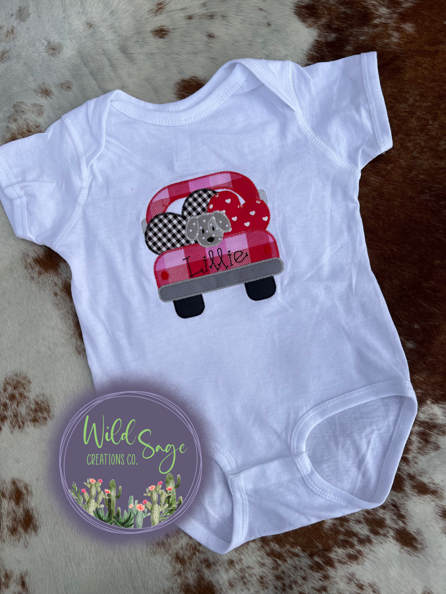 Valentine's Day Truck Pup Embroidery
