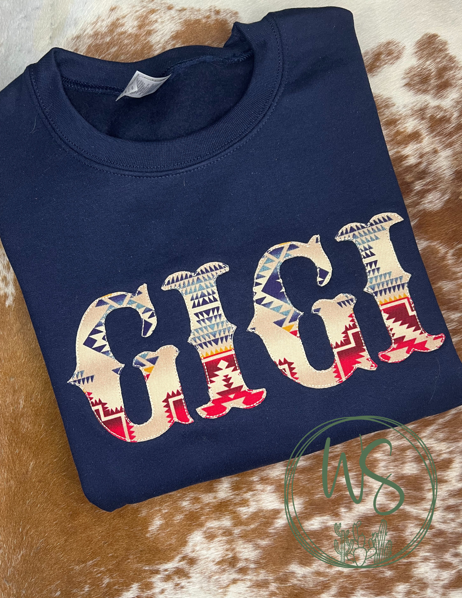 Embroidered Navy Aztec Name | Personalized