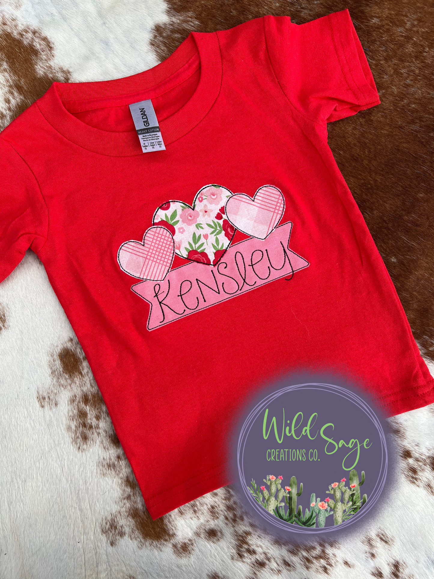 Valentine's Day Triple Heart Embroidery