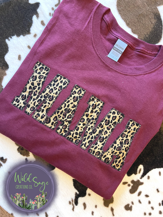 Cheetah Mama Embroidered Shirt