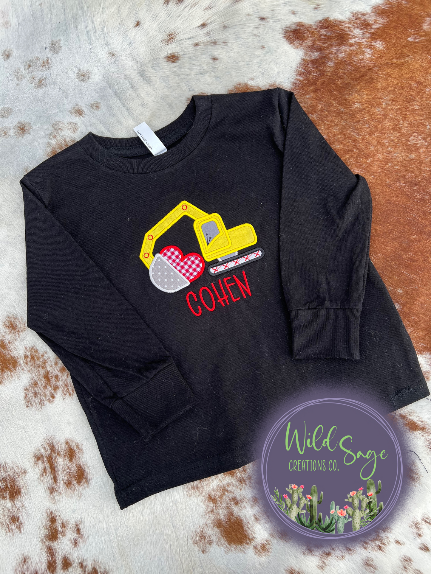 Valentine's Day Excavator Embroidery