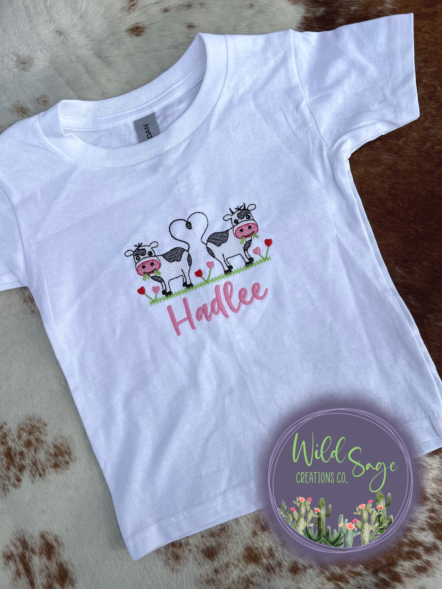 Valentine's Day Cow Tail Hearts Embroidery